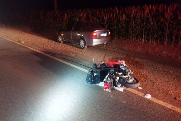 Vereador de Santa Helena fica gravemente ferido após colisão entre carro e moto na PR-488
