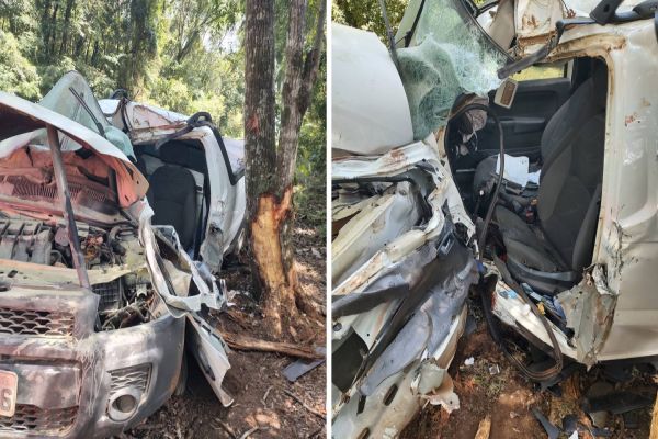 Jovem de 20 anos fica em estado grave após forte colisão contra uma árvore na PR-471 em Catanduvas