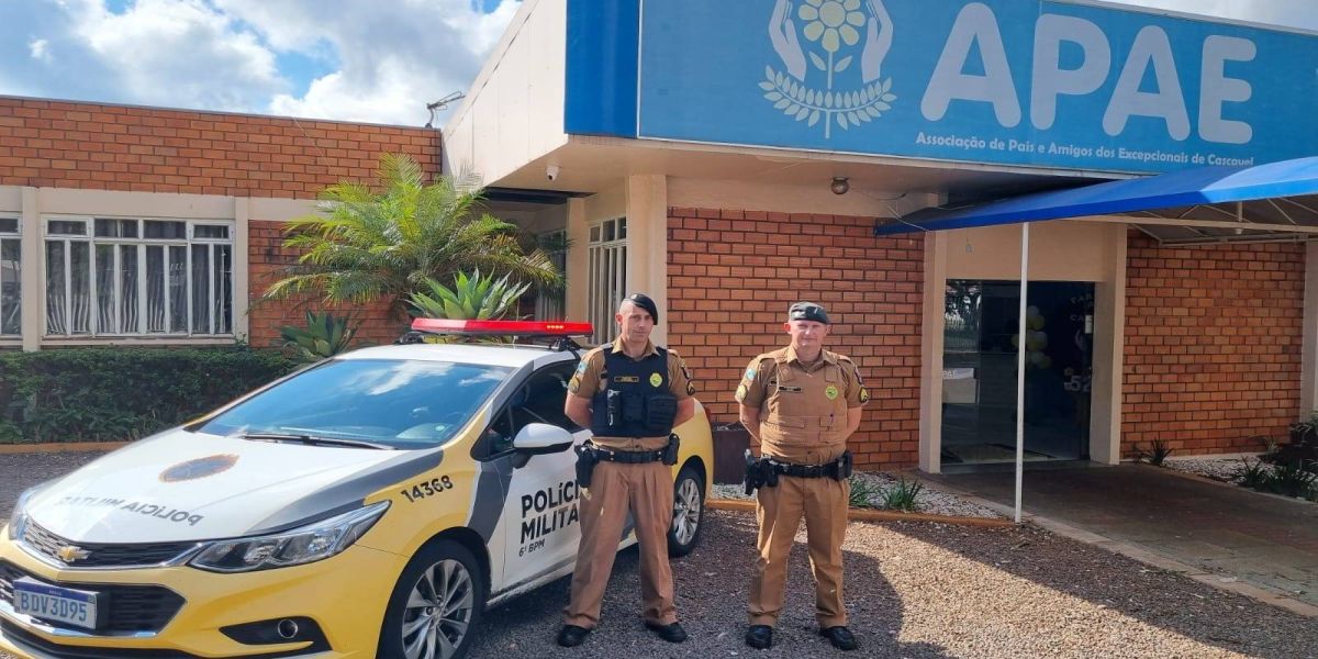 Polícia Militar reforça segurança na Apae de Cascavel em visita solidária