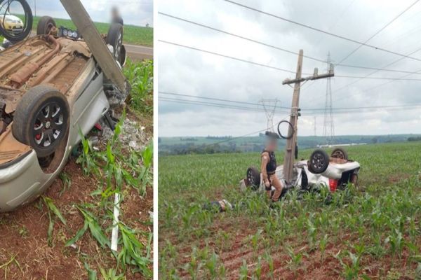 Imagem referente a notícia: Perseguição policial termina em acidente e prisão de suspeitos de furto em Medianeira