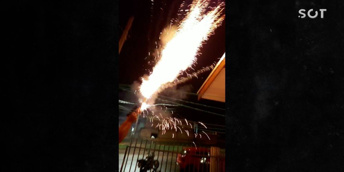 Grupo é flagrado soltando fogos de artifício e dando tiros para o alto em Toledo