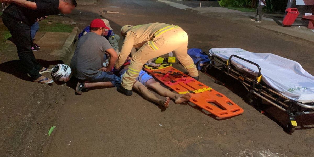 Motociclista sofre  traumatismo craniano em colisão de trânsito no Bairro Periolo, em Cascavel