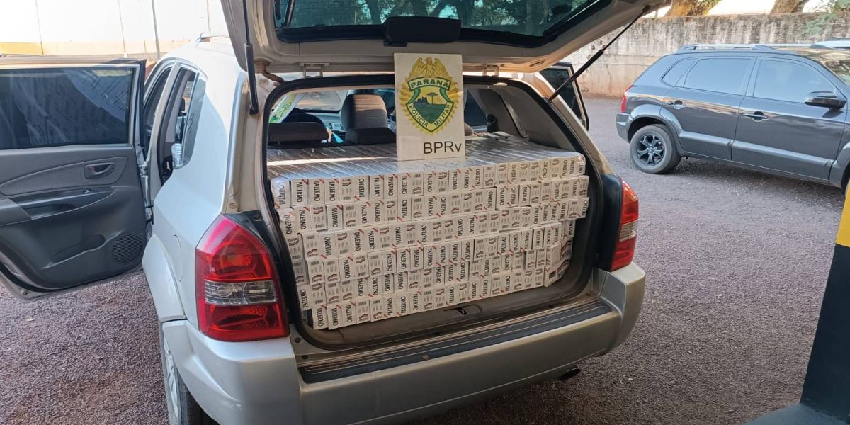 PRE Cascavel apreende veículo transportando contrabando de cigarros na PR-585