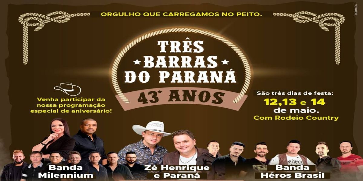 Três Barras do Paraná comemora 43 anos de emancipação política com festividades e rodeio country