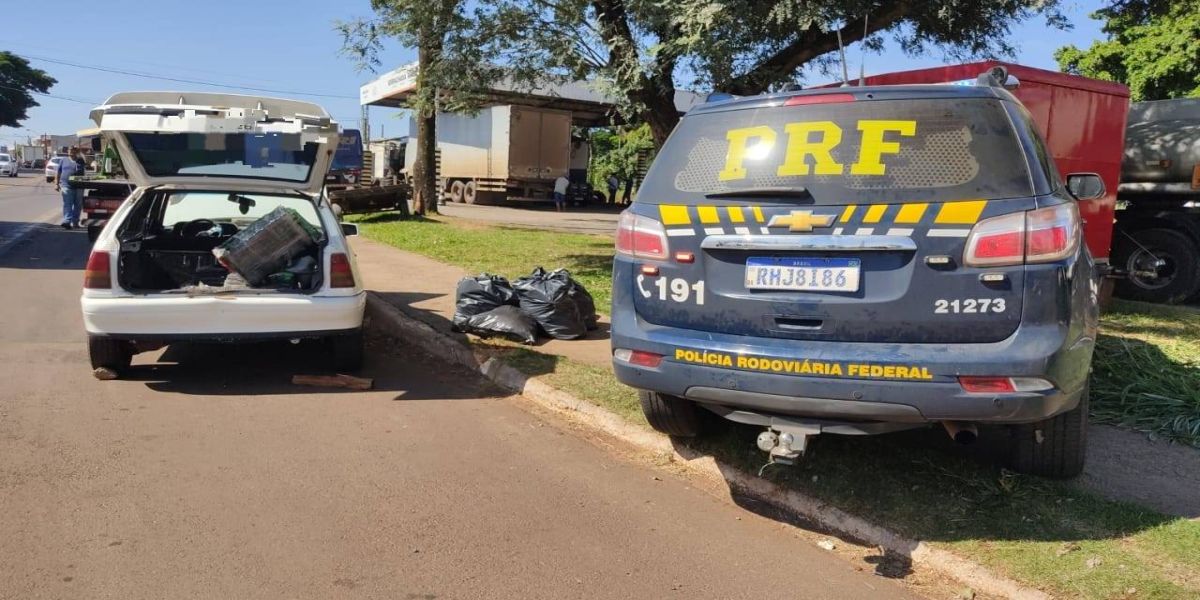 Kadett é abordado pela PRF com mais de 100 quilos de maconha na BR-376