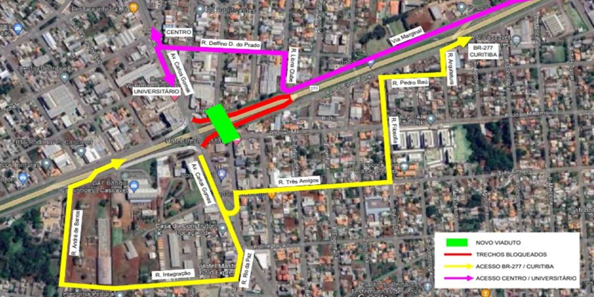 Cascavel avança na construção de novo viaduto na Avenida Carlos Gomes; Atenção aos Bloqueios