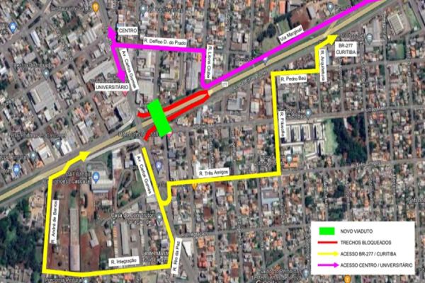Cascavel avança na construção de novo viaduto na Avenida Carlos Gomes; Atenção aos Bloqueios