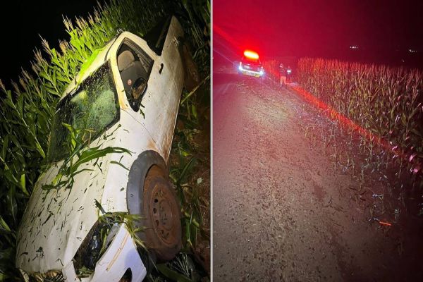 Idoso perde controle da direção e sai da pista na PR-574 em Cafelândia