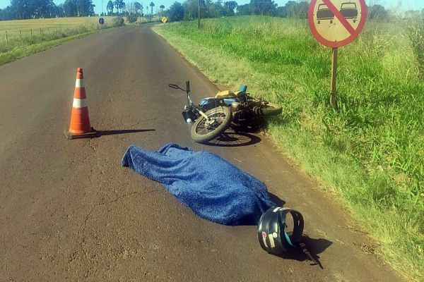 Homem de 65 anos morre após queda de moto na PR-473 em Espigão Alto do Iguaçu