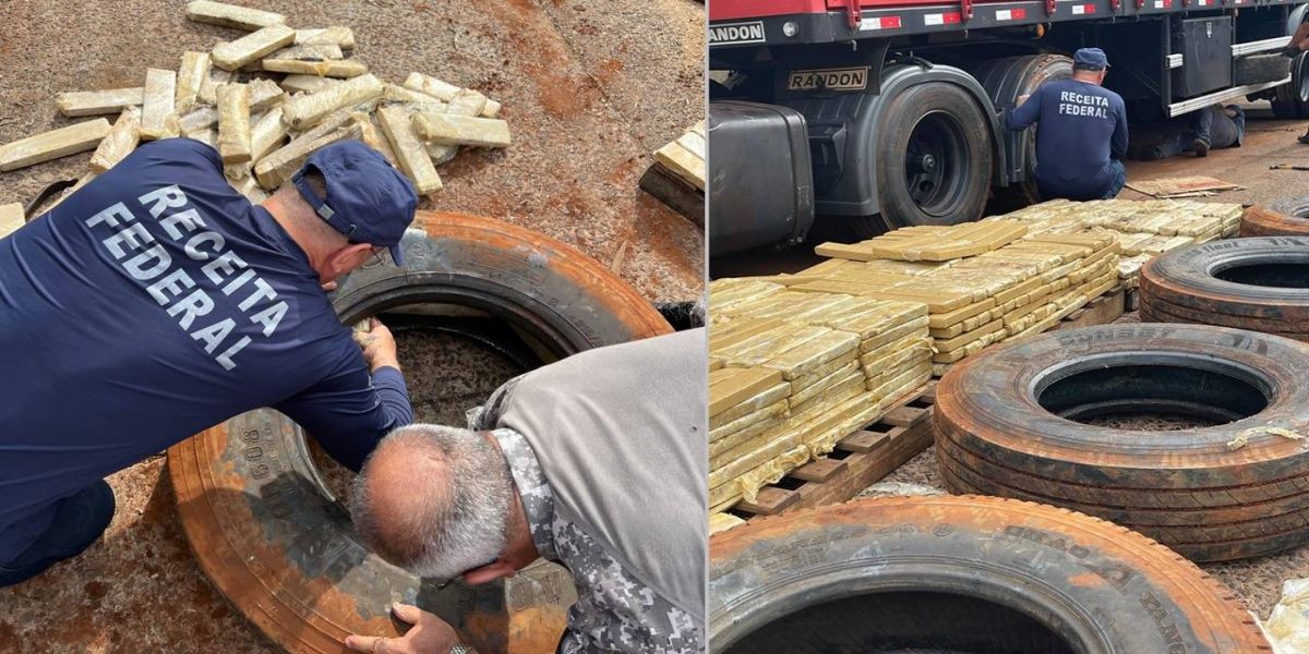 Receita Federal apreende caminhão com drogas em fundo falso