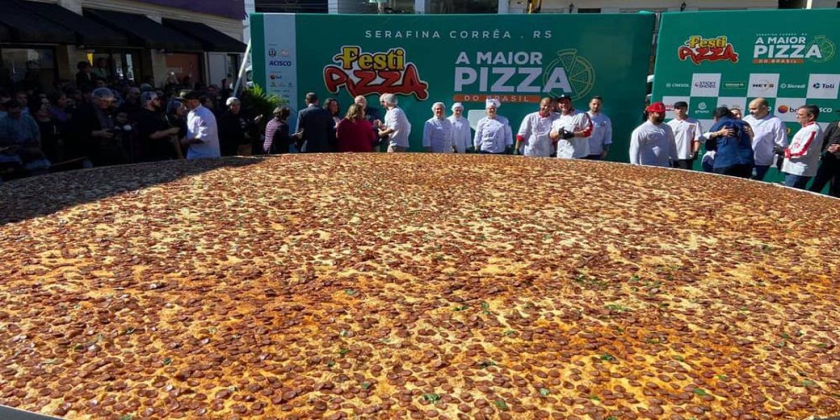 Serafina Corrêa bate recorde com a maior pizza já feita no Brasil