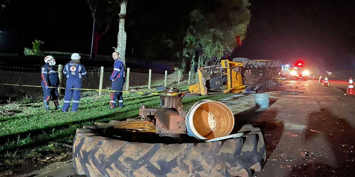 Trágico acidente entre trator e caminhão deixa uma vítima fatal na PR-364, em Palotina