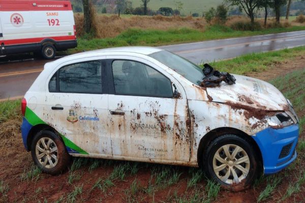 Mulher de 31 anos fica ferida após saída de pista na PR-180 entre Central Santa Cruz e Cafelândia