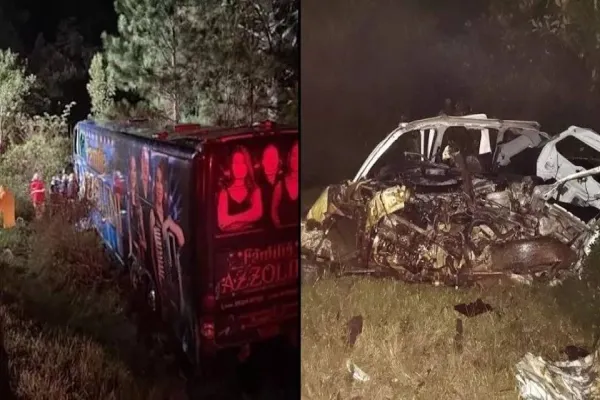 Foto relacionada a notícia: Duas pessoas morrem em acidente envolvendo ônibus da banda Família Azzolini na PRc-280