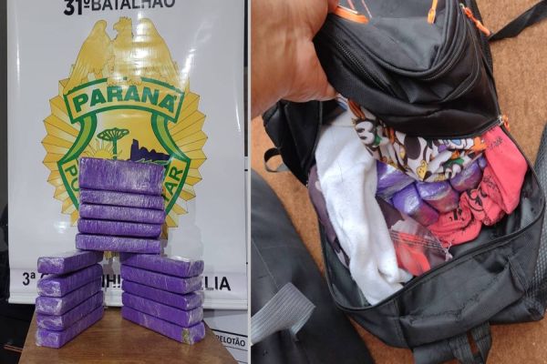Polícia Militar de Corbélia realiza apreensão de drogas em ônibus com destino a Londrina