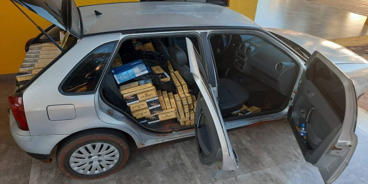PRE realiza apreensão de veículo transportando contrabando de cigarros na BR-163 em Cascavel