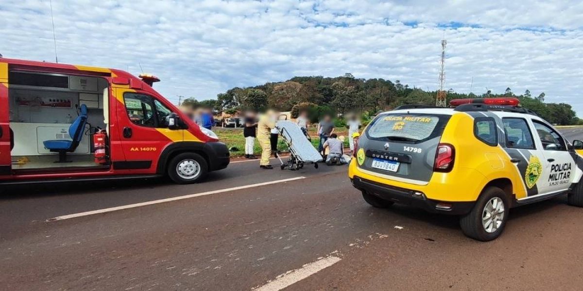 Casal fica em estado gravíssimo após acidente de moto na BR-277 em São Miguel do Iguaçu