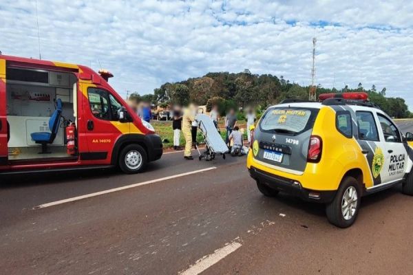 Casal fica em estado gravíssimo após acidente de moto na BR-277 em São Miguel do Iguaçu