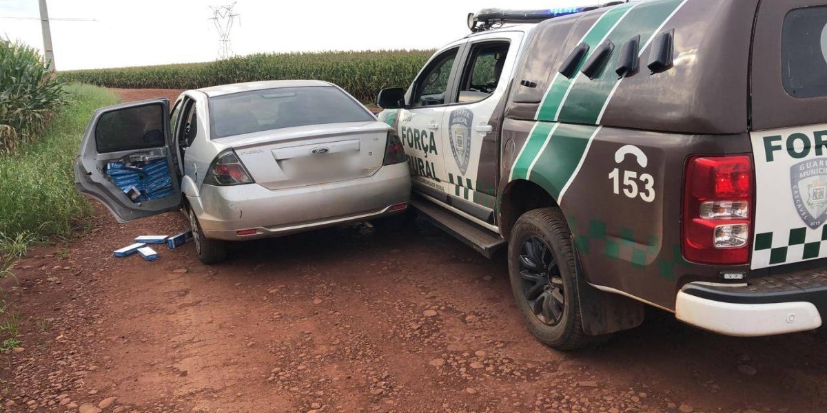 Guarda Municipal apreende veículo com cigarros contrabandeados na área rural de Cascavel