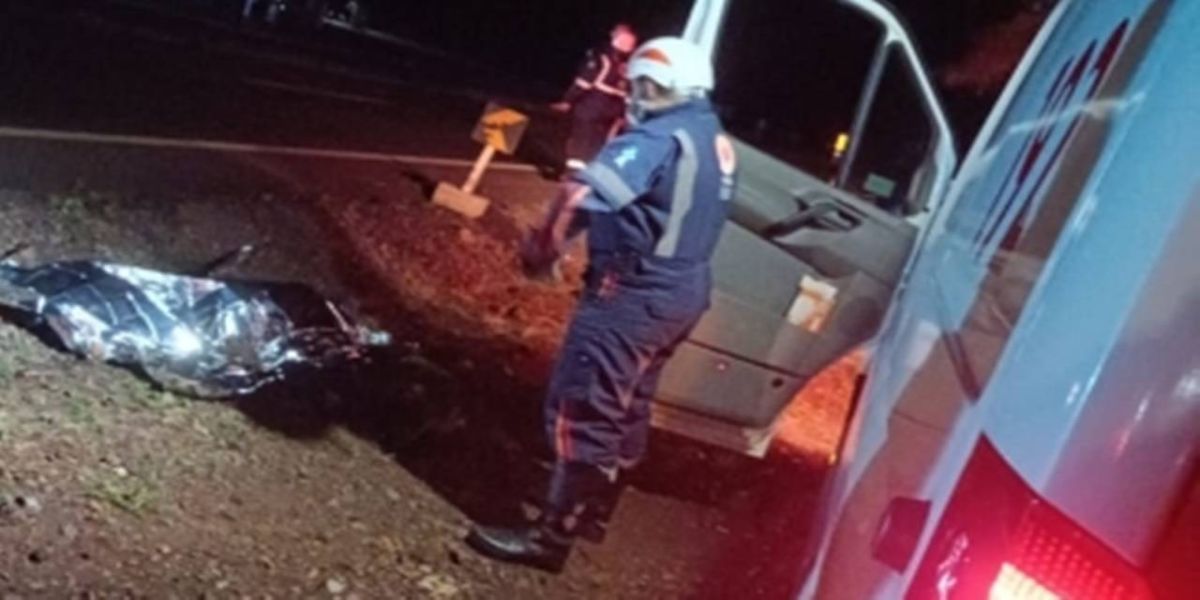 Idoso morre após ser atropelado na BR-163, próximo à comunidade de Cerro Azul, em Lindoeste