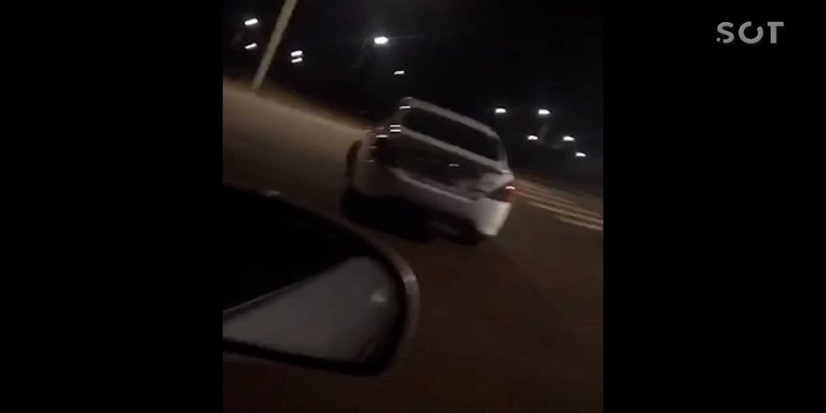 Vídeo mostra carro roubado dando cavalo de pau após assalto no Centro de Cascavel
