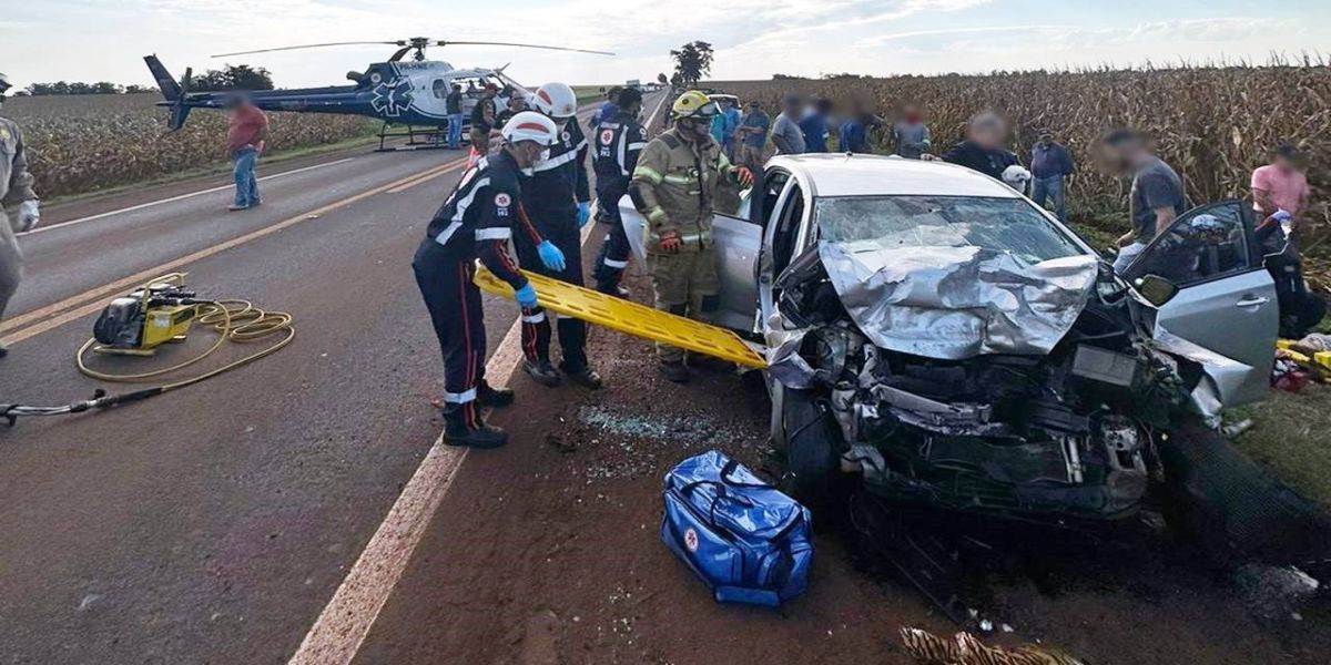Grave acidente de trânsito na PR-182 entre Toledo e Maripá, deixa duas vítimas encarceradas