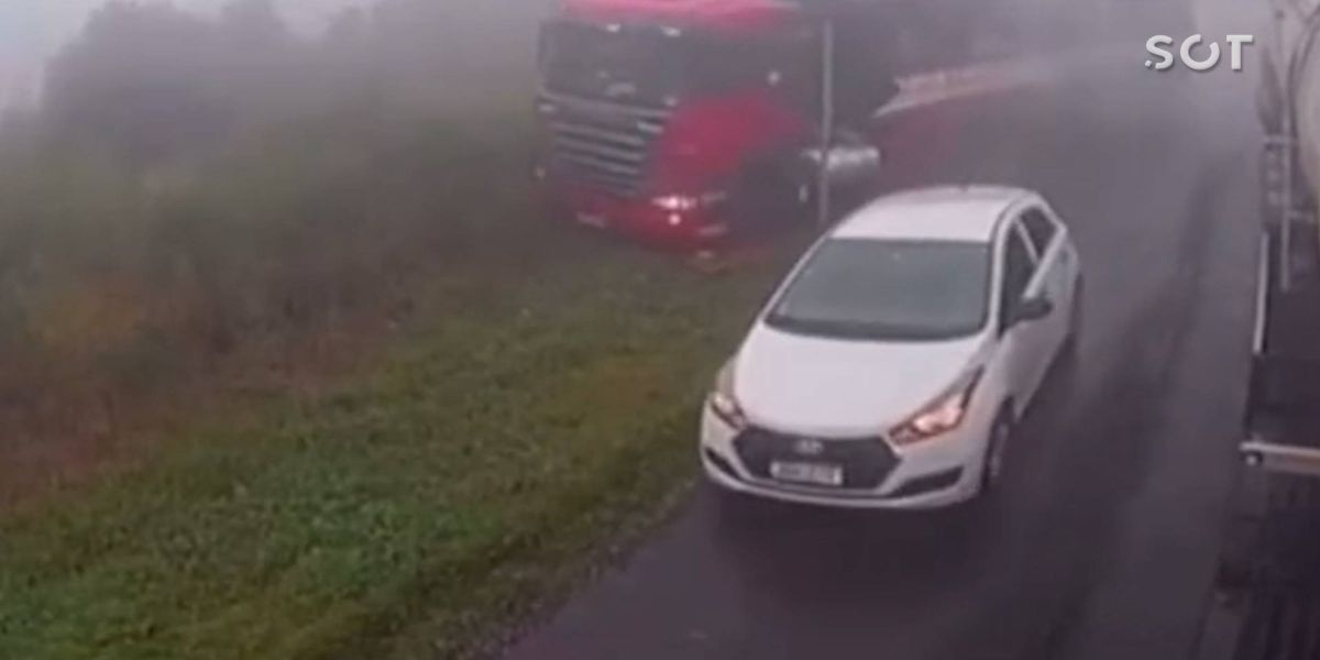 Câmeras acopladas em caminhão registra engavetamento na BR-277 em São Luiz do Purunã