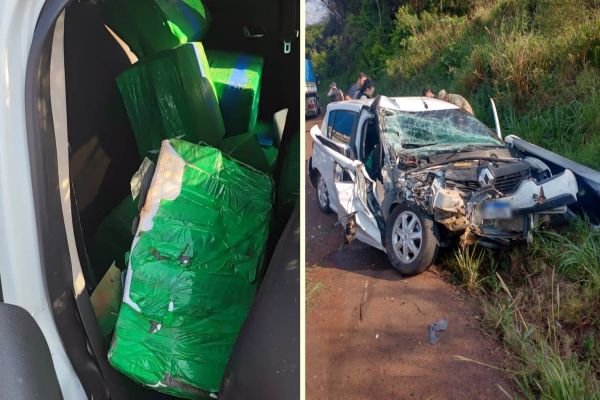 Carro carregado com maconha colide de frente com bitrem na BR-467, entre Cascavel e Toledo