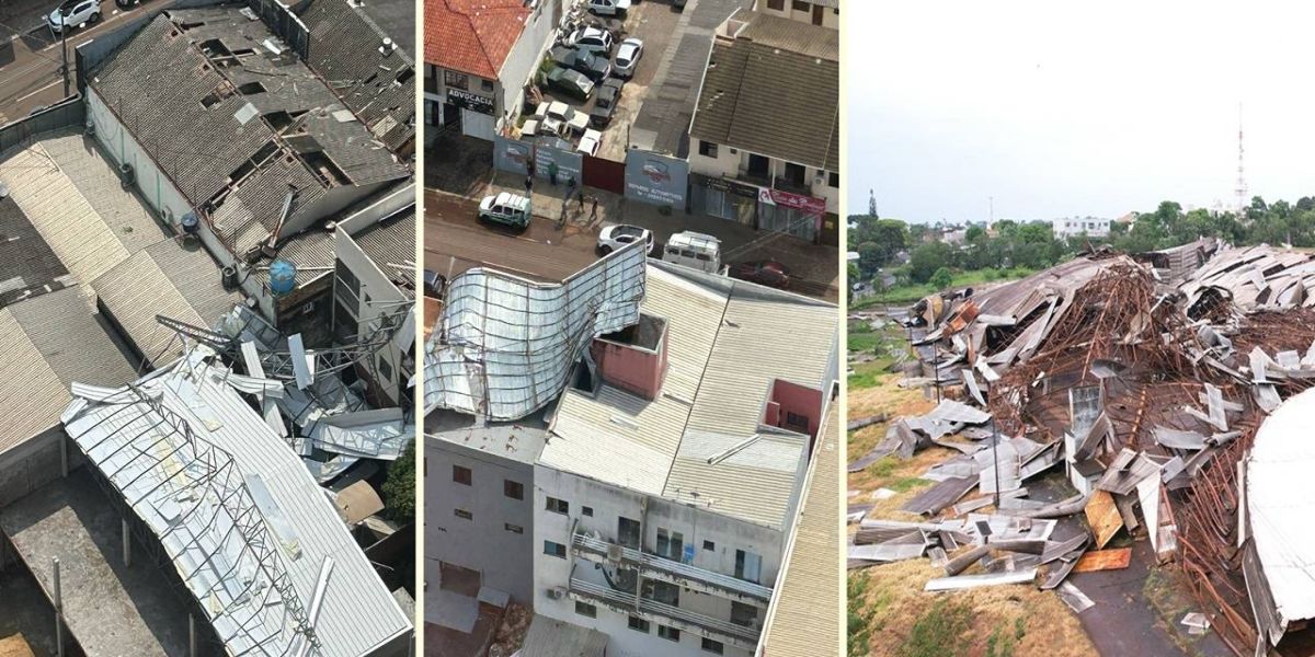 Imagens aéreas revelam a devastação causada pelo temporal em Cascavel
