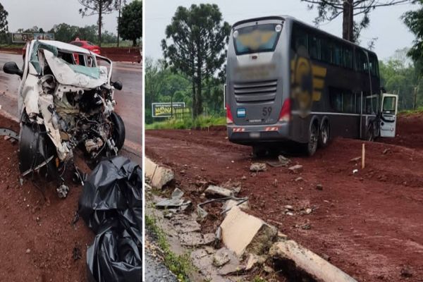 Imagem referente a notícia: Motorista de Fiat Mobi perde a vida após colisão frontal com ônibus na Avenida das Cataratas