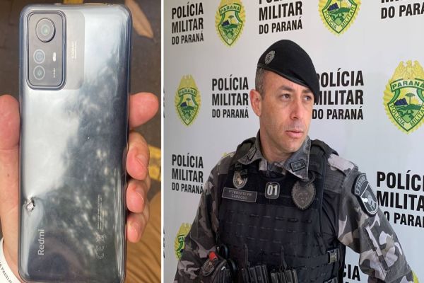 Imagem referente a notícia: Celular salva a vida de PM em confronto com contrabandista no Cascavel Velho; PM fala sobre o caso
