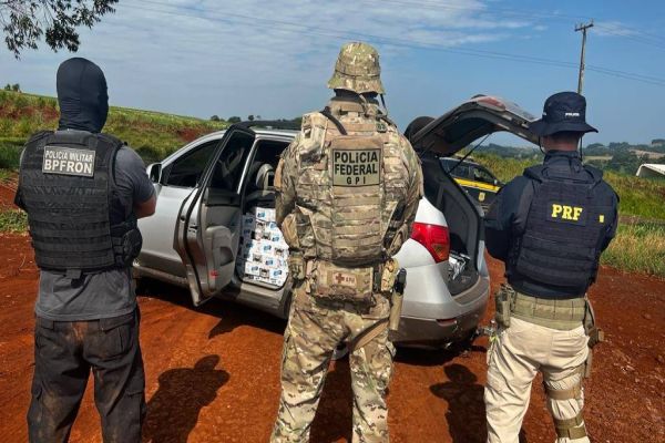 Operação Conjunta PRF, PF, PM e RFB apreende cigarros contrabandeados no distrito de Rio do Salto