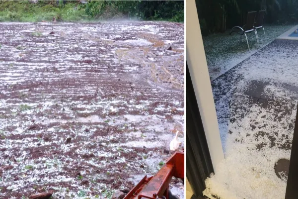 Foto relacionada a notícia: Forte chuva de pedra atinge Três Barras do Paraná, causando danos em lavouras