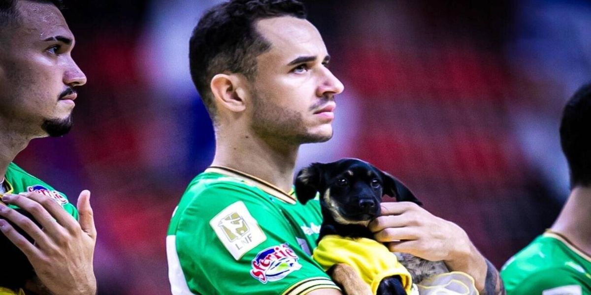 Ação em partida de futsal chamou a atenção sobre adoção responsável de animais