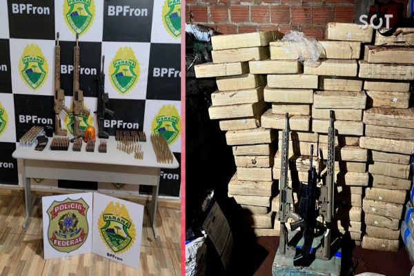 Imagem referente a notícia: BPFRON e PF apreendem mais de sete toneladas de drogas além de fuzis e munições em Palotina