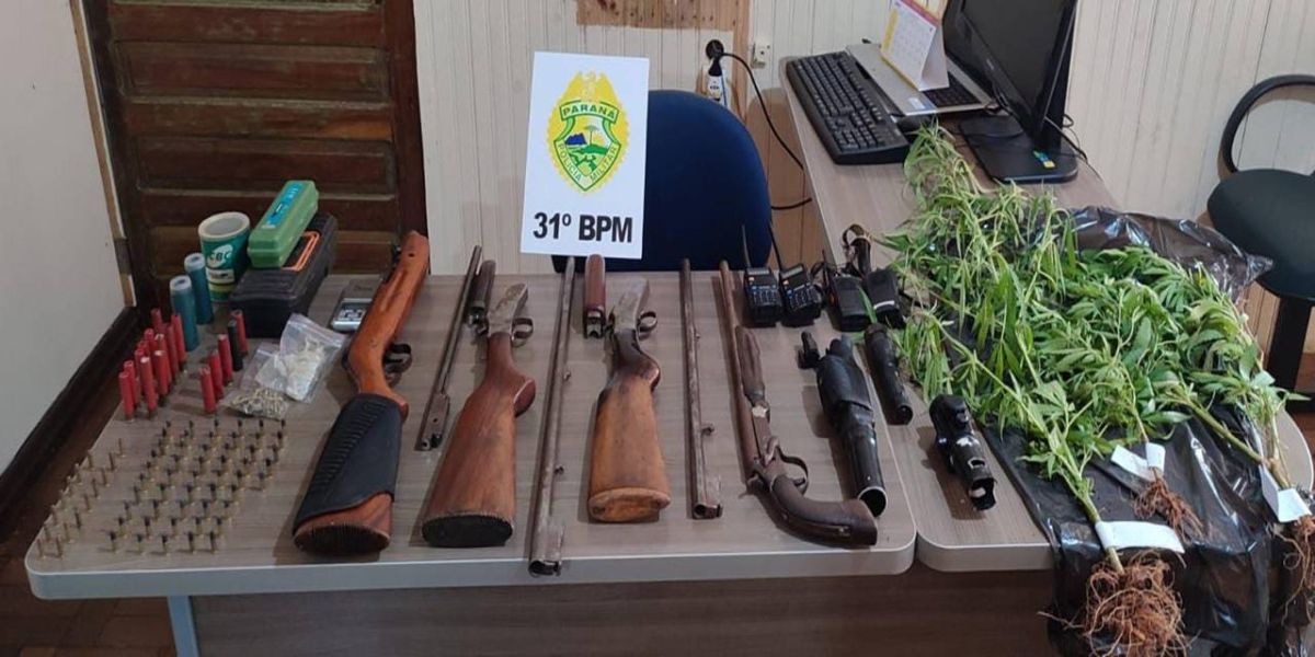 Polícia Militar desmantela cultivo de maconha e apreende arsenal em Nova Aurora