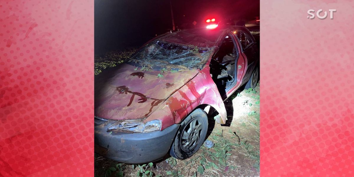 Dois adultos e três crianças ficam feridos após capotamento na PR-180 em Cascavel