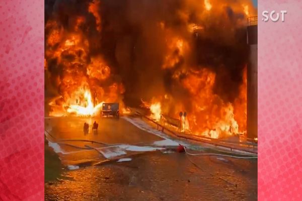 Incêndio toma proporções alarmantes em depósito de combustíveis em Chapecó; BM enfrentam desafios