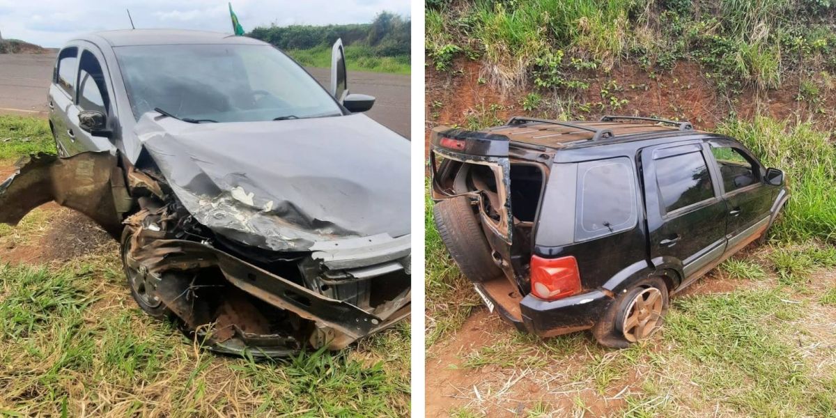 Forte colisão é registra na PR-484 entre Quedas do Iguaçu e o Rio Guarani