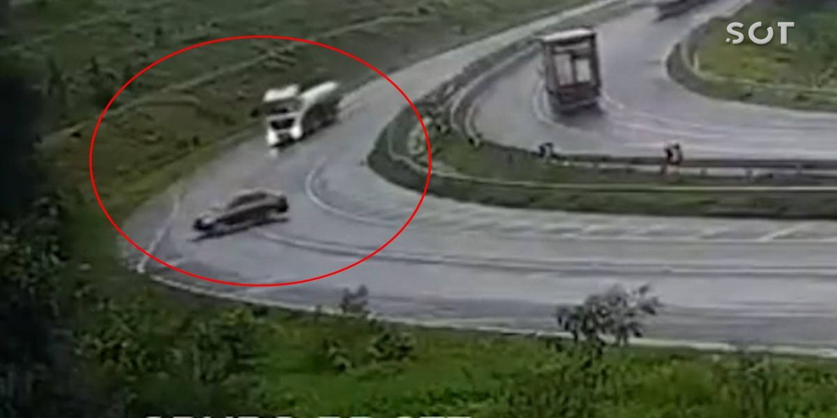 Flagrante: Câmera de monitoramento registra rodopio de Corolla na BR-376 em Tibagi