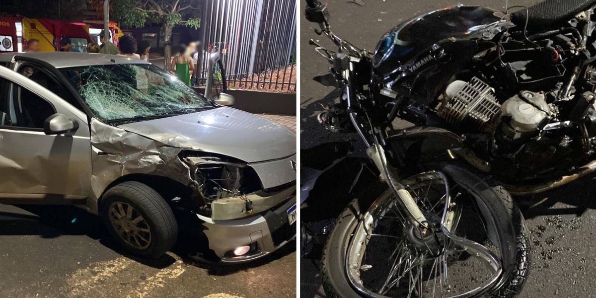 Motociclista fica em estado gravíssimo após violenta colisão de trânsito no centro de Cascavel