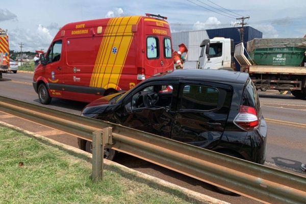 Trevo da Portal: Forte colisão de trânsito é registrada na BR-277 em Cascavel