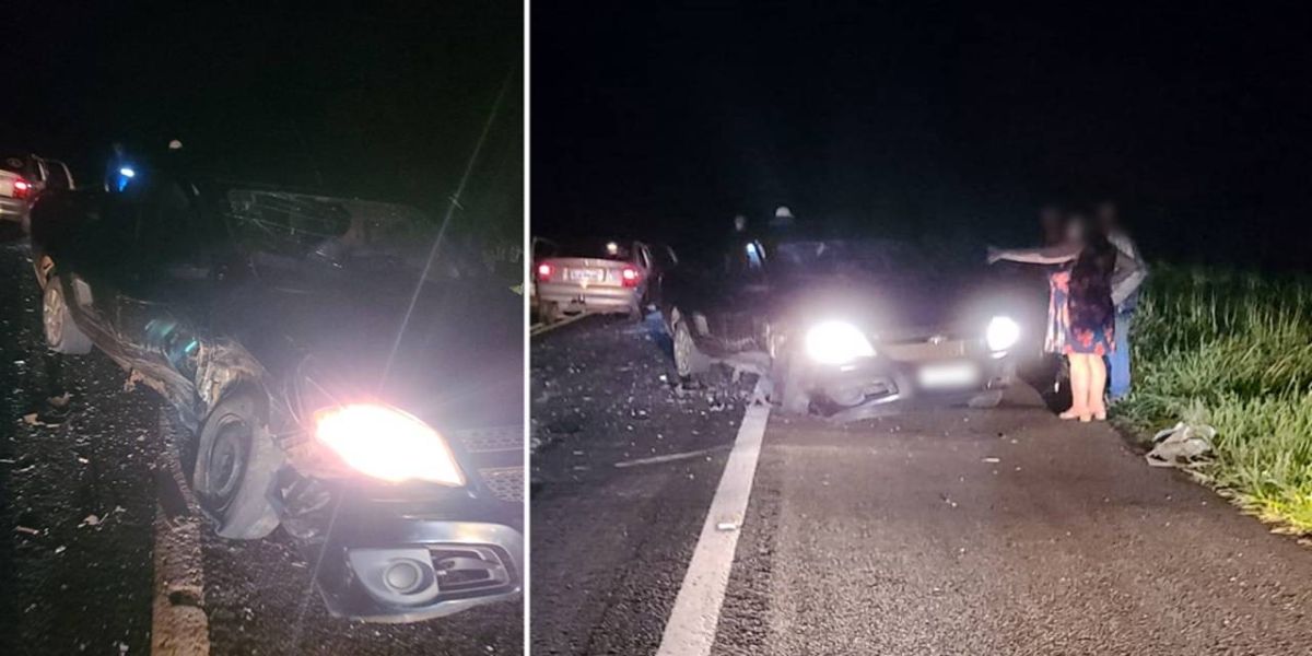 Colisão frontal deixa seis pessoas feridas na BR-369, nas proximidades do trevo de acesso a Mamborê