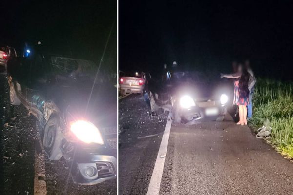 Imagem referente a notícia: Colisão frontal deixa seis pessoas feridas na BR-369, nas proximidades do trevo de acesso a Mamborê
