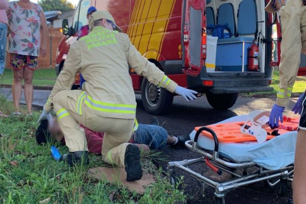 Motociclista se envolve em colisão de trânsito no Jardim Clarito em Cascavel