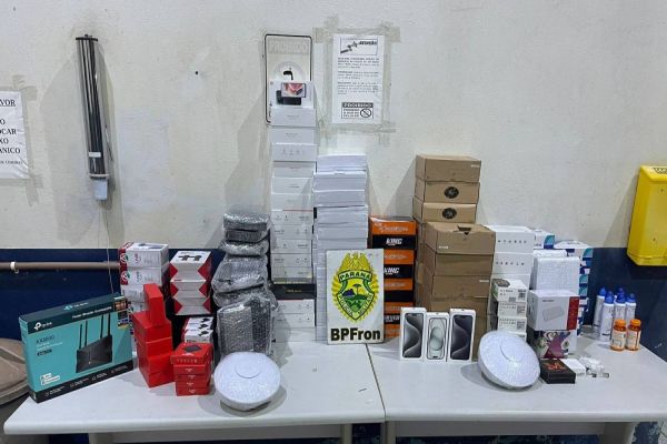 BPFRON desmantela esquema: Produtos eletrônicos de origem estrangeira são apreendidos em Céu Azul