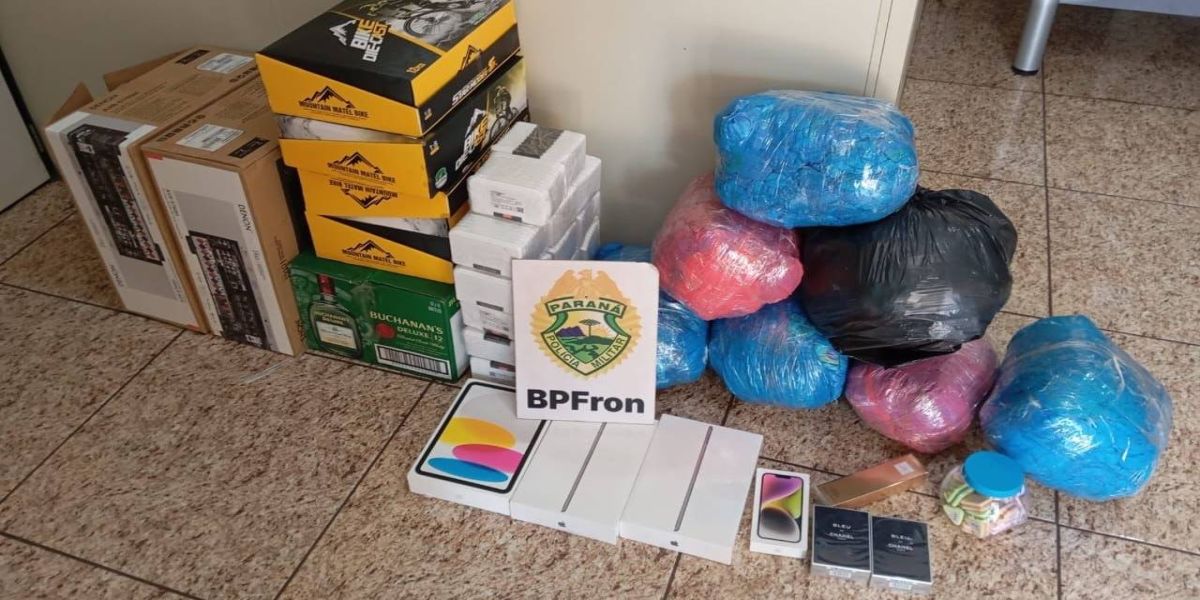 BPFRON e BPMOA apreendem carro carregado de produtos estrangeiros em Santa Tereza do Oeste