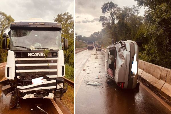 Cinco pessoas ficam feridas em colisão entre três veículos na PR-495 em Missal