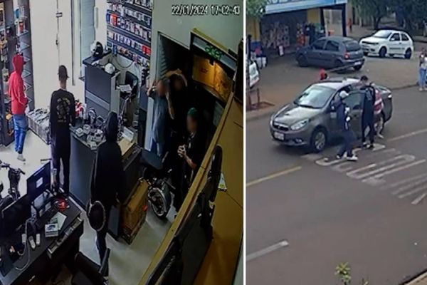 Loja de Eletrônicos é assaltada no Jardim Clarito; Na fuga carro falha e bandidos roubam Siena