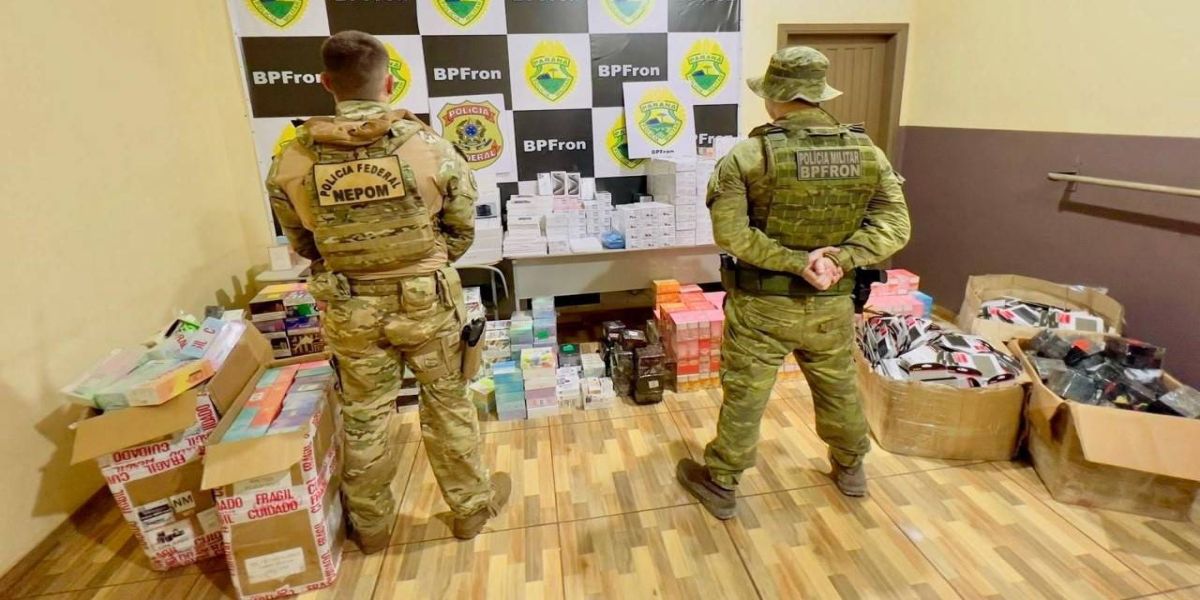 BPFRON e Polícia Federal apreendem produtos estrangeiros na cidade de Guaíra